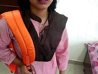 Alpana was nailing with boyfriend on college time and college uniform sex in clear Hindi audio she was sucking hard-on in gullet and painfull nailing
